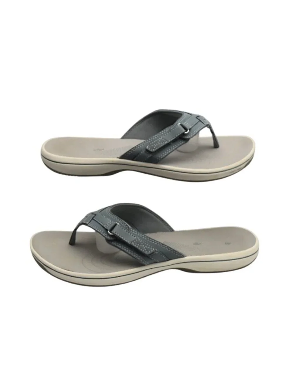 Clarks Cloudsteppers Breeze Sea Womens Size 10 Blue Grey Sandals Flip Flops